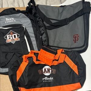 SF Giants SGA Bag Collection/Lot: See’s Candy Backpack, Alaska Duffel, Messenger